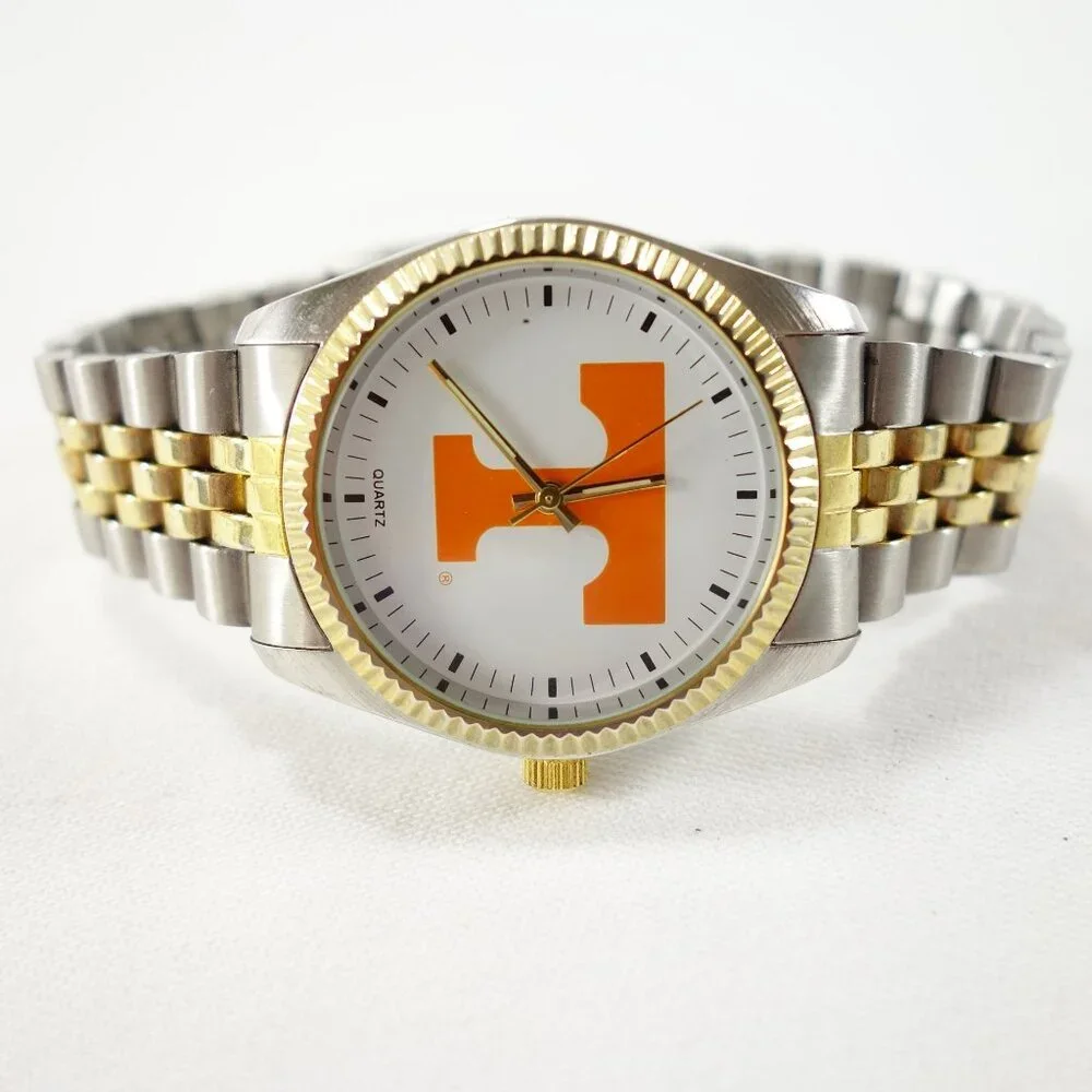 University Of Tennessee UT Vols Men's Quartz Watch Orange Leather‎ Snap Bracelet